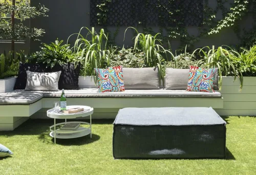 Miniatura 7 de Paquete de 2 cojines decorativos impermeables para exteriores con insertos para muebles de patio, cojines cuadrados de 18 x 18 pulgadas, resistentes