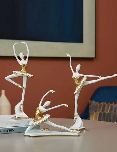 Miniatura 4 de HAUCOZE Estatua de bailarina de bailarina, escultura de yoga, decoración moderna del hogar, regalo para sala de estar, oficina, poliresina de 8.3