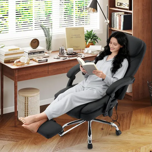 Miniatura 2 de Silla de oficina de masaje de 500 libras, silla de oficina ejecutiva de 6 puntos de vibración y calor, silla de escritorio cómoda reclinable de 135°