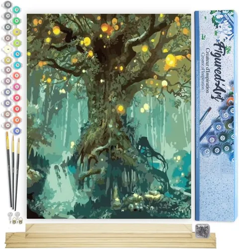 Miniatura 103 de Figured'Art - Juego de pintura por números, lienzo enrollado sin marco, para manualidades, para adultos, 16 x 20 pulgadas, jarrón de peonías