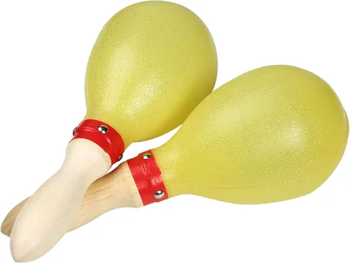 Maracas, tamaño grande de 10 pulgadas, sonajero agitador de rumba, instrumento musical de percusión manual para adultos y niños, amarillo, juego de 2
