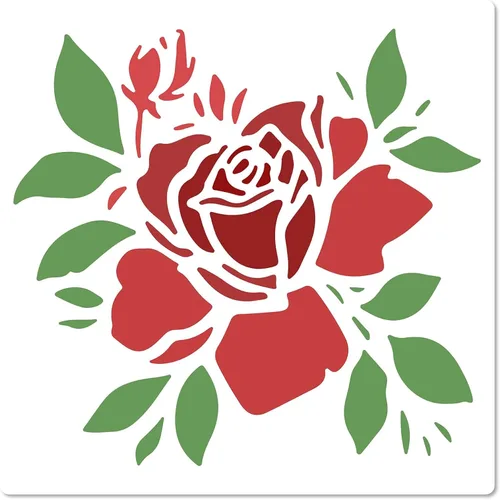 Miniatura 11 de GORGECRAFT 12 estilos 7.1x7.1 in Rose Flowers Stencil Flores Hojas Plantillas Florales Brotes Florales Ramos de rosas Vines Ramas de Hojas