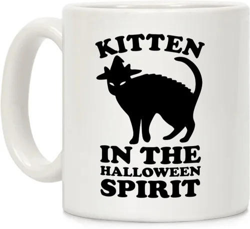 Miniatura 91 de LookHUMAN Taza de Café de Halloween – Halloween Is Meowgical Tazas, Taza de Café Espeluznante Idea de Regalos de Taza, 15 Onzas 10-Blanco