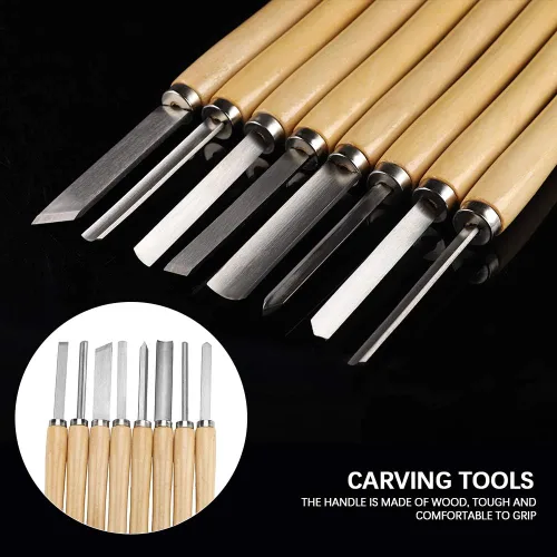Miniatura 7 de Juego de cinceles de torno de madera, kit de cinceles de torneado de madera HSS, cincel de escultura, cinceles para carpintería, torno de madera