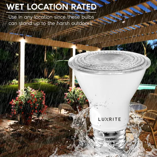 Miniatura 2 de LUXRITE Paquete de 4 bombillas LED PAR20, equivalente a 50 W, blanco suave de 3000 K, foco LED regulable, para interiores y exteriores, 7 W, 500