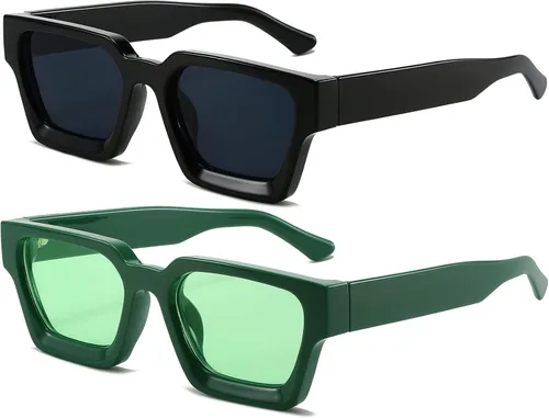 Miniatura 95 de AIEYEZO Gafas de sol cuadradas para mujeres y hombres, gafas de sol cuadradas con montura gruesa, estilo de diseñador simple