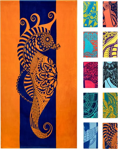 Miniatura 8 de Nova Blue - Toalla de playa de atún azul (34 x 63 pulgadas) – Toallas de playa a rayas azules de algodón 100% – Toalla de piscina de secado rápido