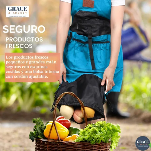 Miniatura 3 de Delantal de jardinería con bolsillos para mujeres y hombres, delantal de jardín con 7 bolsillos y bolsa interna con cordón, gran regalo Coriander