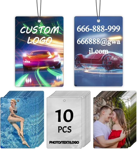 Ambientadores de aire personalizados con logotipo personalizado para automóvil, a granel, ambientadores personalizados de doble cara con logotipo de