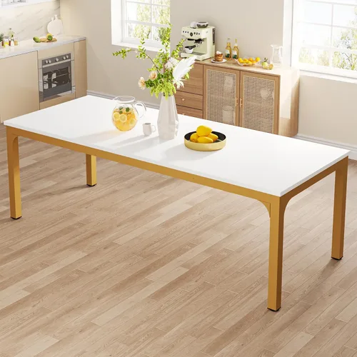 Miniatura 10 de Tribesigns Mesa de comedor negra para 6-8 personas, mesa rectangular grande de 78 pulgadas para comedor, 78.7 x 27.5 x 29.5 pulgadas (solo mesa)