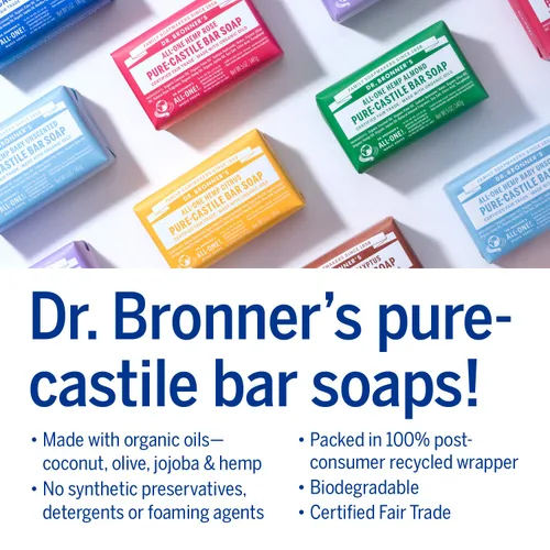 Miniatura 5 de Jabones mágicos Dr. Bronner’s, jabón de Castilla puro, Menta de cáñamo, todo en uno, barras de 5 onzas (paquete de 6), Peppermint