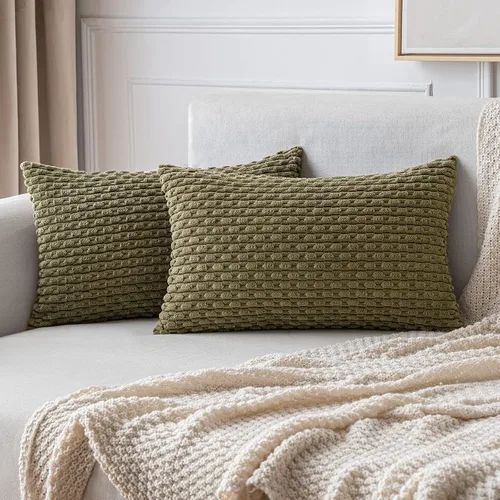 Miniatura 31 de MIULEE - Paquete de 2 fundas de cojín decorativas, modernas y boho, de terciopelo, con textura a rayas, para sofá, cama, sala de estar, decoración