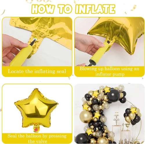 Miniatura 3 de Globos de estrella, 50 globos de aluminio dorados en forma de estrella de 10 pulgadas para fiesta de cumpleaños, ceremonia de graduación, boda