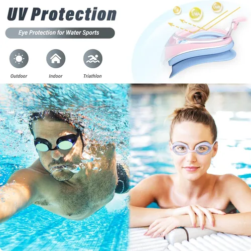 Miniatura 6 de Seago 2 Pack Swimming Goggles Anti-fog Anti-UV Silicone Swim Goggles Adult Women Men