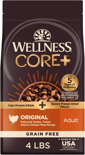 Miniatura 18 de Wellness CORE+ Alimento seco para perros con trozos liofilizados, sin granos, alta proteína, natural, receta de caza silvestre con pato, cordero