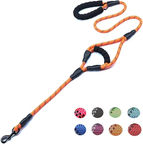 Miniatura 9 de Love Dream Correa para perro de 5 pies de largo con 2 cómodas asas acolchadas, hilos reflectantes con doble asa para control de seguridad, correa