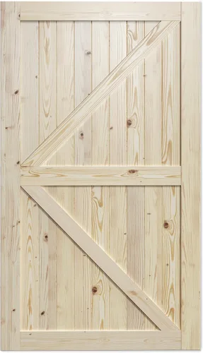 SmartStandard Puerta corredera de madera de granero de 48 x 84 pulgadas preperforada lista para montar, losa con paneles de madera de abeto maciza