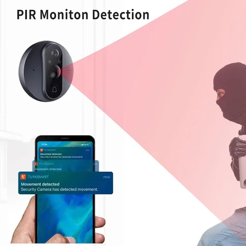 Miniatura 4 de Timbre de video WiFi para apartamento, cámara de mirilla con pantalla LCD de 4.3 pulgadas, 1080P, gran angular de 120°, visión nocturna, detección