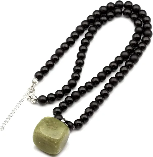 Miniatura 62 de Colgante de turmalina cruda natural, Collar de cuentas de ónix negro genuino, Collar de piedra negra, Collar de piedras preciosas, Cuentas de 0.315