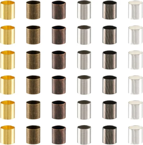 Miniatura 7 de Pandahall - 1368 cuentas de tubo de latón para engarzar, cuentas de extremo de 0.118 x 0.118 pulgadas, 6 colores separadores de tubo para hacer