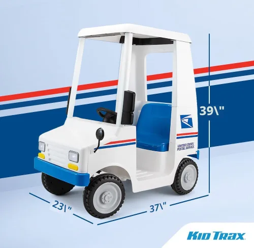 Miniatura 7 de Kid Trax - Camión infantil de correo USPS de 6 V, peso máximo de 60 libras; incluye buzón, sobres de juego, faros delanteros y bocina funcionales