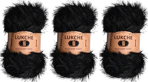 Hilo de Pelo de Pestañas de Diversión de Lana de Felpa Premium 100% Poliéster 164 Yardas (150 Mt), 3.53 Oz (100 Gr) Hilo de Crochet Colorido DIY