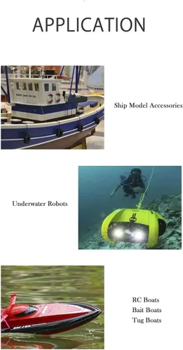 Miniatura 4 de Hélice subacuática de barco RC 12-24V motores eléctricos sin escobillas Motor de accionamiento para remolcadores de cebo RC, 300kv negro RC-BK