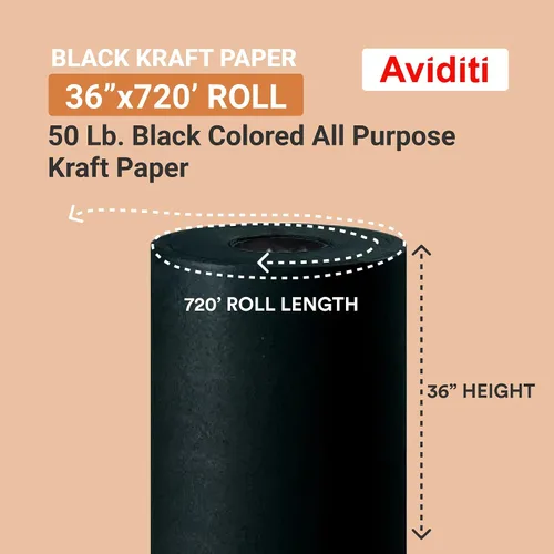 Miniatura 2 de Aviditi Papel kraft de color negro, 36 pulgadas x 720 pies, 50 libras (1 rollo) para arte y manualidades, tablones de anuncios, envoltura