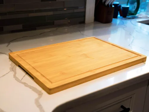 Miniatura 6 de Tabla de cortar de bambú para cocina, tabla grande de madera de 18" para embutidos y queso, bloque de cortar de madera con asas laterales y ranuras