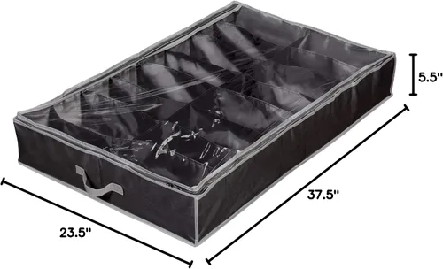 Miniatura 5 de Richards Caja de cambios negro/gris, organizador de zapatos de 16 celdas, 37.5 x 23.5 x 5.5 pulgadas, negro