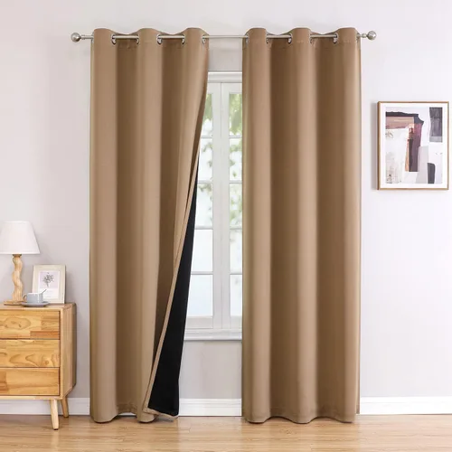 Miniatura 71 de ChrisDowa - Cortinas 100% opacas, para dormitorio, con forro negro, 2 capas gruesas, aislamiento térmico y ojales, 63 pulgadas de largo, juego de 2