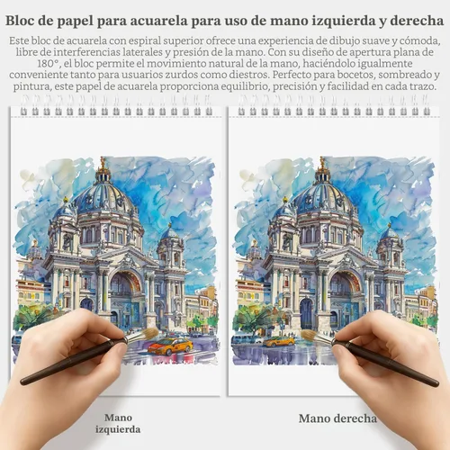Miniatura 5 de Fuxi Papel de Acuarela 9 x 12 pulgadas, Cuaderno de Bocetos de Acuarela 140 lb Prensado en Frío, 32 Hojas (64 Páginas) Bloc de Acuarela, Perfecto