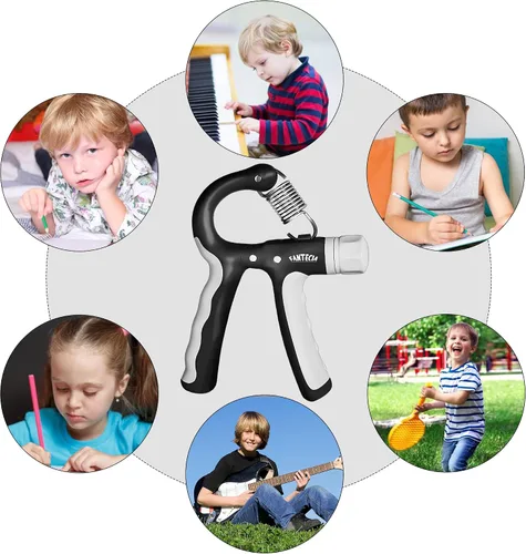 Miniatura 6 de Fortalecedor de agarre de mano para niños y jóvenes, agarre de mano de resistencia ajustable de 11 a 45 libras, empuñaduras para entrenamiento