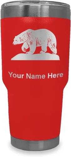 Miniatura 20 de LaserGram Vaso aislado al vacío de 20 onzas, oso polar, grabado personalizado incluido (negro)