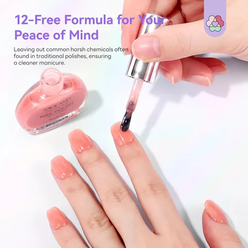 Miniatura 4 de SAVILAND Juego de esmaltes de uñas de gelatina: 12 colores naturales desnudos rosa esmalte blanco puro de uñas de secado rápido esmalte de uñas