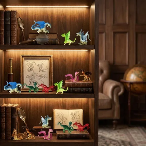 Miniatura 9 de Bedwina Figuras de juguete de mini dragón, paquete de 12 figuras de dragón de goma de plástico de 2 pulgadas en varios colores y estilos, juguetes