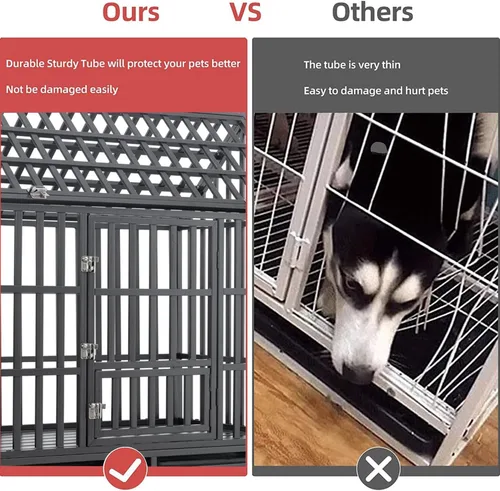 Miniatura 4 de Jaula grande para perros, jaula de hierro galvanizado resistente de 47 pulgadas para perros, muebles con puerta delantera, puerta superior y 4