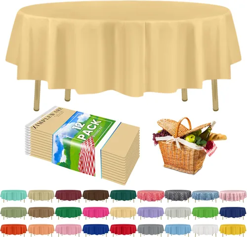 Miniatura 73 de Zimpleware - Mantel redondo de plástico para fiestas de 213 cm (84 pulgadas) de diámetro (paquete de 1, 6 y 12 unidades)