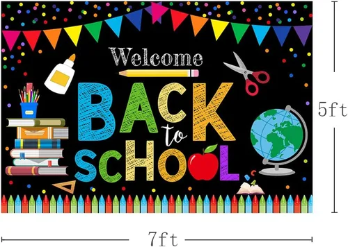 Miniatura 5 de MEHOFOND Telón de fondo de bienvenida de regreso a la escuela de 7 x 5 pies para niños, preescolar, primer día en persona, escuela, jardín