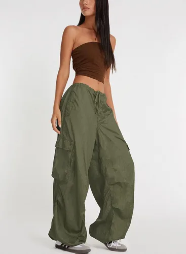 Miniatura 2 de ONIRIKE Pantalones de paracaídas para mujer, pantalones cargo holgados Y2K con cordón y bolsillo