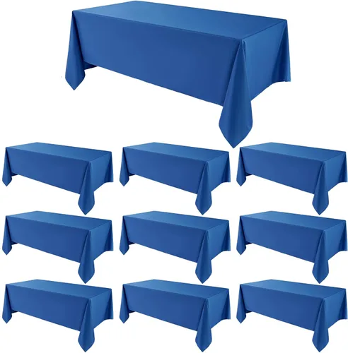 Miniatura 24 de Manteles rectangulares de 60 x 120 pulgadas, paquete de 2 manteles negros para 6 pies, lavables, decorativos, de lino y poliéster, para mesa
