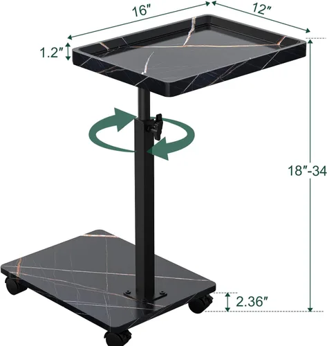 Miniatura 3 de Mesa auxiliar de mesa C de altura ajustable, bandeja de TV giratoria de 360° para espacios pequeños, mesas de sofá que se deslizan debajo, mesas