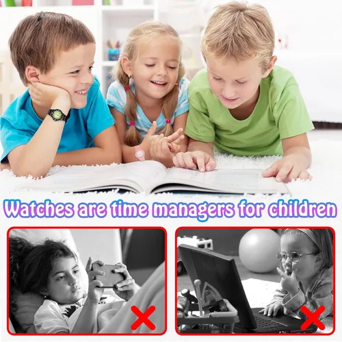 Miniatura 4 de Reloj analógico para niños, resistente al agua, para enseñar el tiempo, para niños y niñas, correa suave para aprender