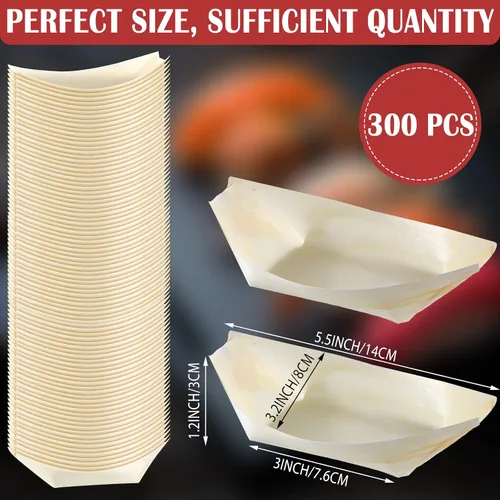 Miniatura 2 de Newtay 300 platos desechables de bambú para barcos de 5.5 pulgadas, pequeños aperitivos de hoja de madera, platos de barco para sushi, bandeja