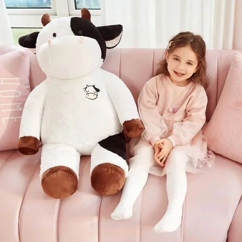 Miniatura 5 de IKASA - Animal de peluche gigante de vaca de felpa, juguetes suaves grandes y jumbo de gran tamaño, 30" de tamaño enorme, lindo peluche esponjoso