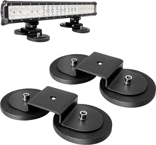 WFPOWER Paquete de 2 soportes de base magnética fuerte para barra de luz, potente soporte de montaje magnético con almohadilla de goma para luz de