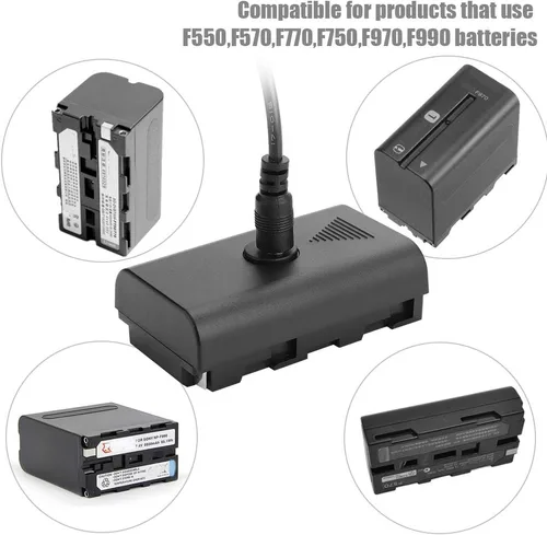 Miniatura 4 de NPF - Fuente de alimentación externa de batería ficticia, acoplador de batería ficticia para NPF550 F570 F770 F750 F970 F990 con cable USB