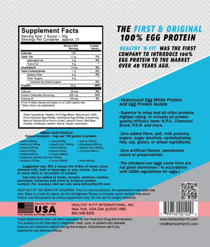 Miniatura 4 de Healthy N Fit 100% proteína de huevo - fresa (2 libras): 100% proteína de clara de huevo más péptidos naturales. naturalmente endulzados, cero