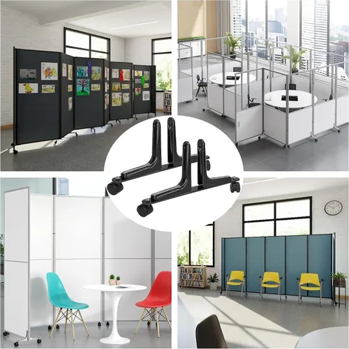 Miniatura 7 de MYOYAY Paquete de 2 soportes para pantalla divisora de habitación, pies divisores de habitación, rueda movible, pantalla de privacidad, soporte Negro