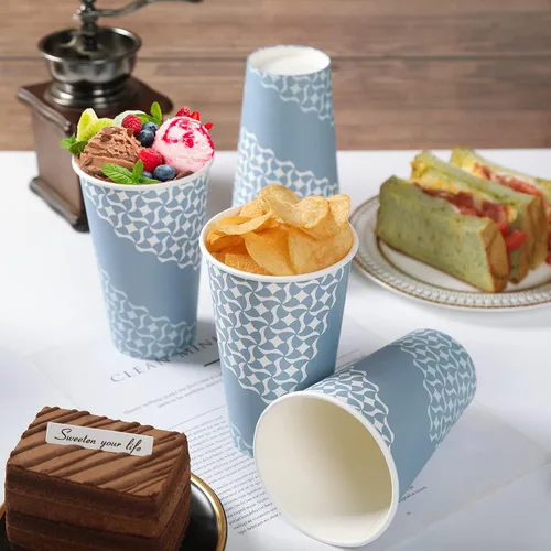 Miniatura 5 de MUCHII Tazas de café de papel de 16 onzas, vasos de papel desechables, 210 unidades, vasos de papel desechables para bebidas calientes, tazas